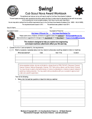 Cub Scout Nova Award Workbook