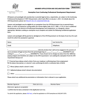 Law Society CPD Exemption Application