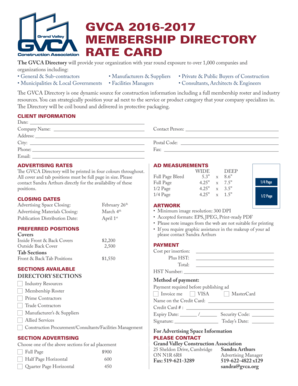 GVCA 2016-2017 Membership Directory Rate Card