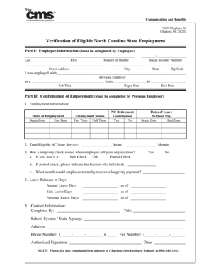 Verification of Eligible North Carolina State Employment
