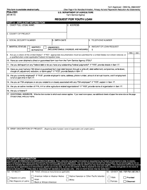 USDA Youth Loan Request Form