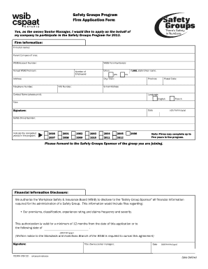 Safety Groups Program Firm Application Form
