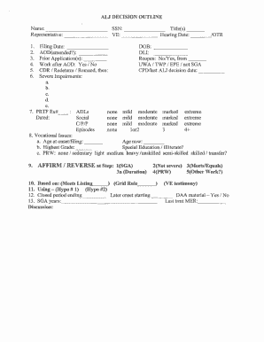 ALJ Decision Outline Form