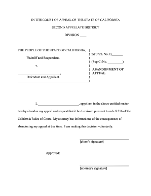 California Appeal Abandonment Form