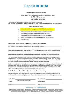 EDI Form for Capital BlueCross