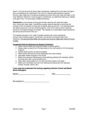Infection Control Training Form