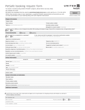 United PetSafe Booking Request Form