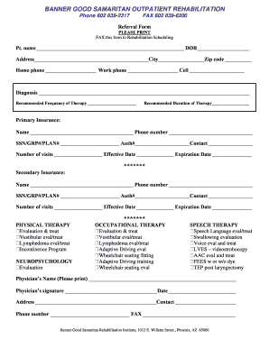 Banner Good Samaritan Outpatient Rehabilitation Referral Form