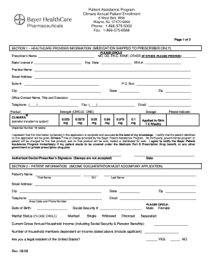Climara Patient Assistance Program Application