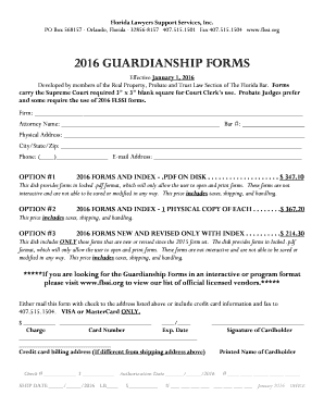 Florida Guardianship Forms Order Form
