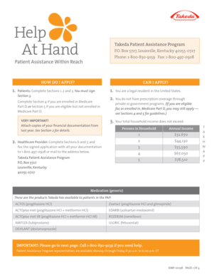 Takeda Patient Assistance Program Application