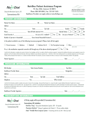 NutriDox Patient Assistance Program Application
