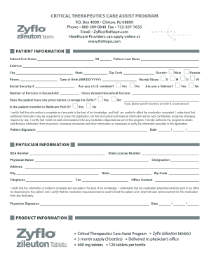 Zyflo Care Assist Program Application