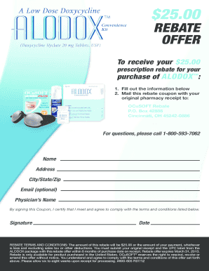 ALODOX Prescription Rebate Form