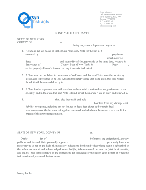 Lost Note Affidavit