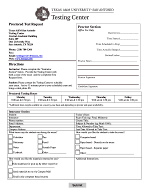 Proctored Test Request Form