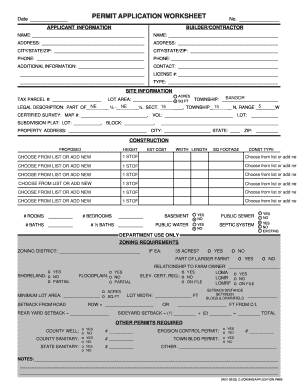 Permit Application Worksheet
