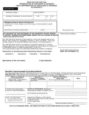 Wisconsin Decedent's Interest Termination Form