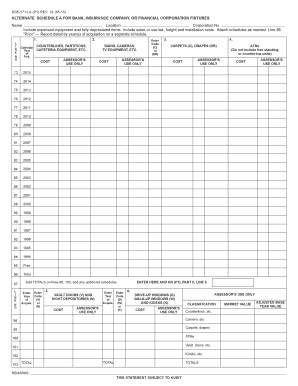 California Bank Fixture Tax Form