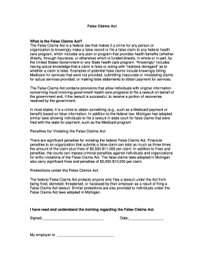 False Claims Act Training Form