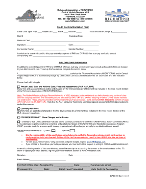 Credit Card Authorization Form