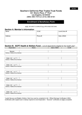 Southern California Pipe Trades Trust Funds Beneficiary Designation Form