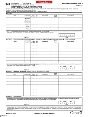 Canada Immigration Family Information Form