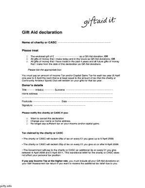 Gift Aid Declaration Form