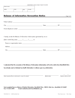 Release of Information Revocation Notice