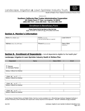 Landscape Enrollment & Beneficiary Form