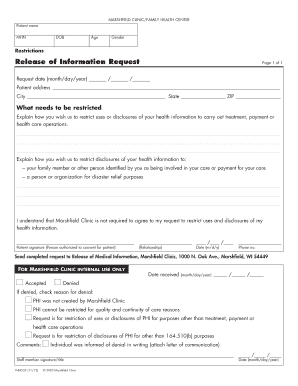 Patient Health Information Release Restriction Request