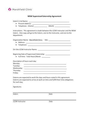 MSW Supervised Externship Agreement
