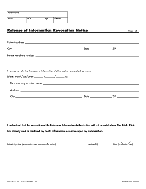 Release of Information Revocation Notice