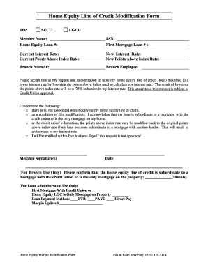 Home Equity Line of Credit Modification Form