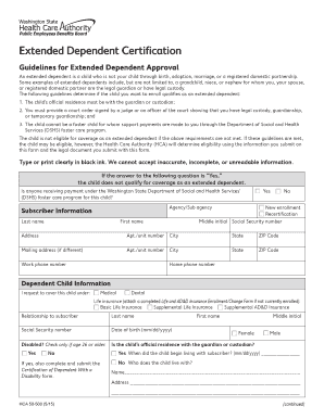 Extended Dependent Certification Form