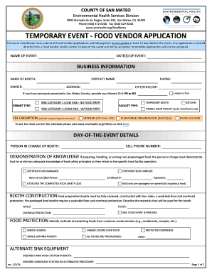 Temporary Event Food Vendor Application