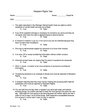 Recipient Rights Test
