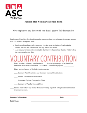 Pension Plan Voluntary Election Form