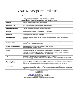 Visa Application for Mauritius