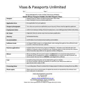 Visa Application Form for Philippines