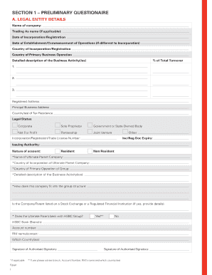 HSBC Commercial Banking Account Opening Form