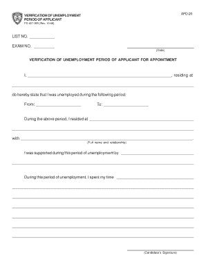 Verification of Unemployment Period