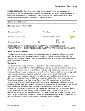 Contractor Warranty Agreement
