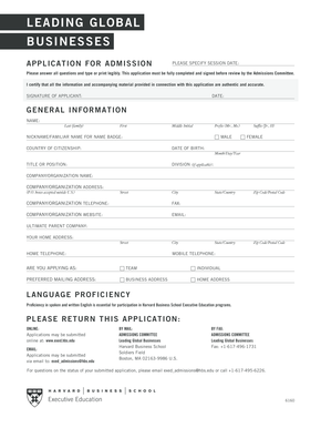 Harvard Business School Application Form