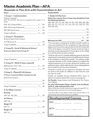 Master Academic Plan for Associate in Fine Arts with Art Concentration