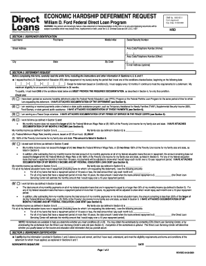 Economic Hardship Deferment Request