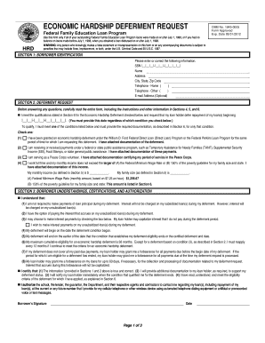 Economic Hardship Deferment Request
