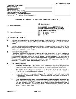 Decree of Legal Separation for Non-Covenant Marriage
