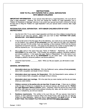Arizona Petition for Legal Separation with Minor Children