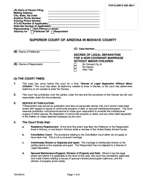 Decree of Legal Separation Without Minor Children